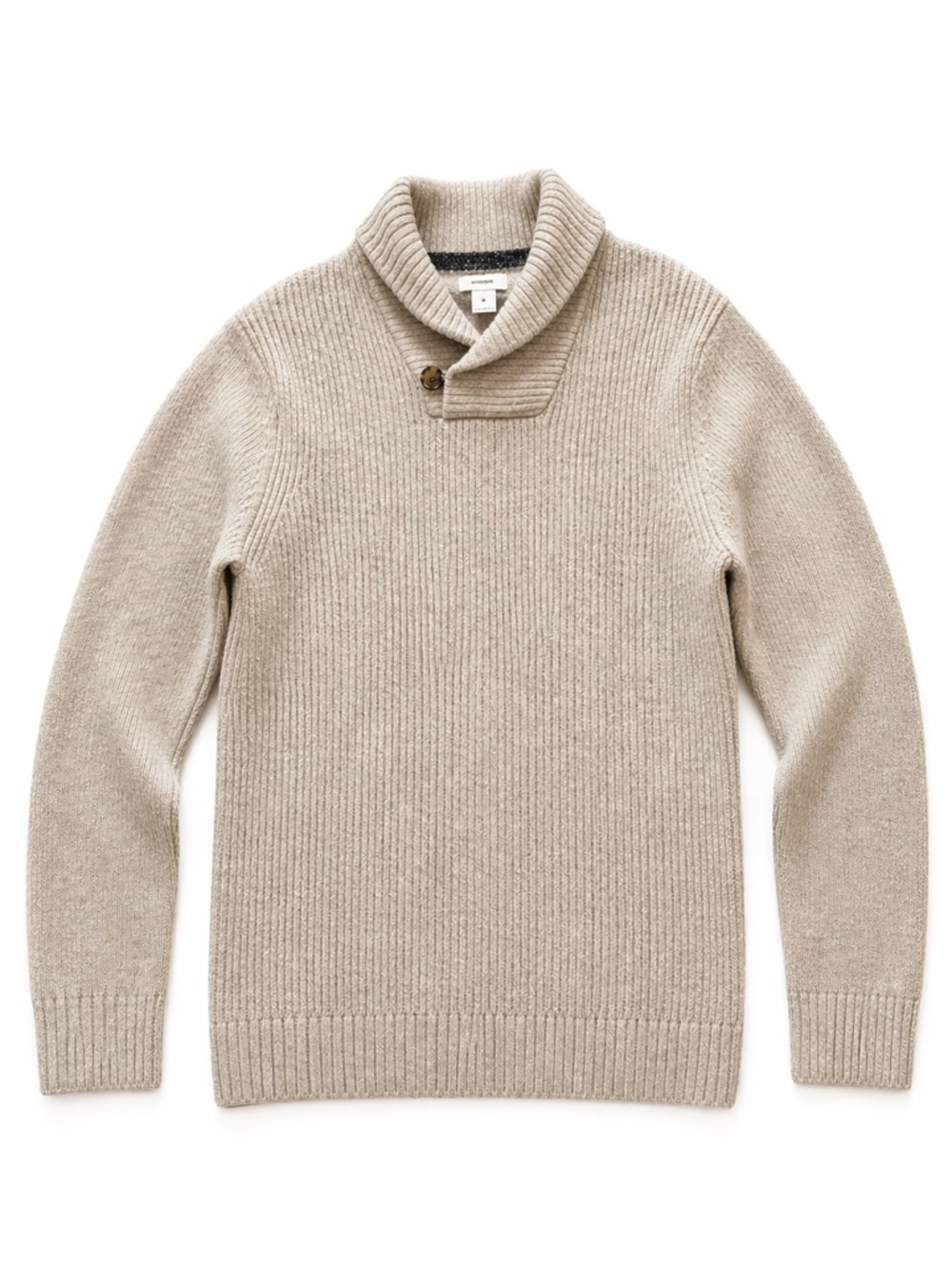 Old Navy Men Beige Oatmeal Sweater Size Medium Shawl Collar Button